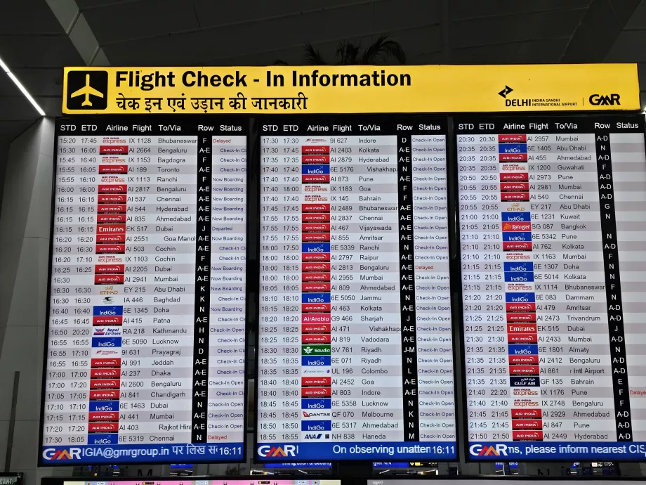 Avgangstavle, Terminal 3