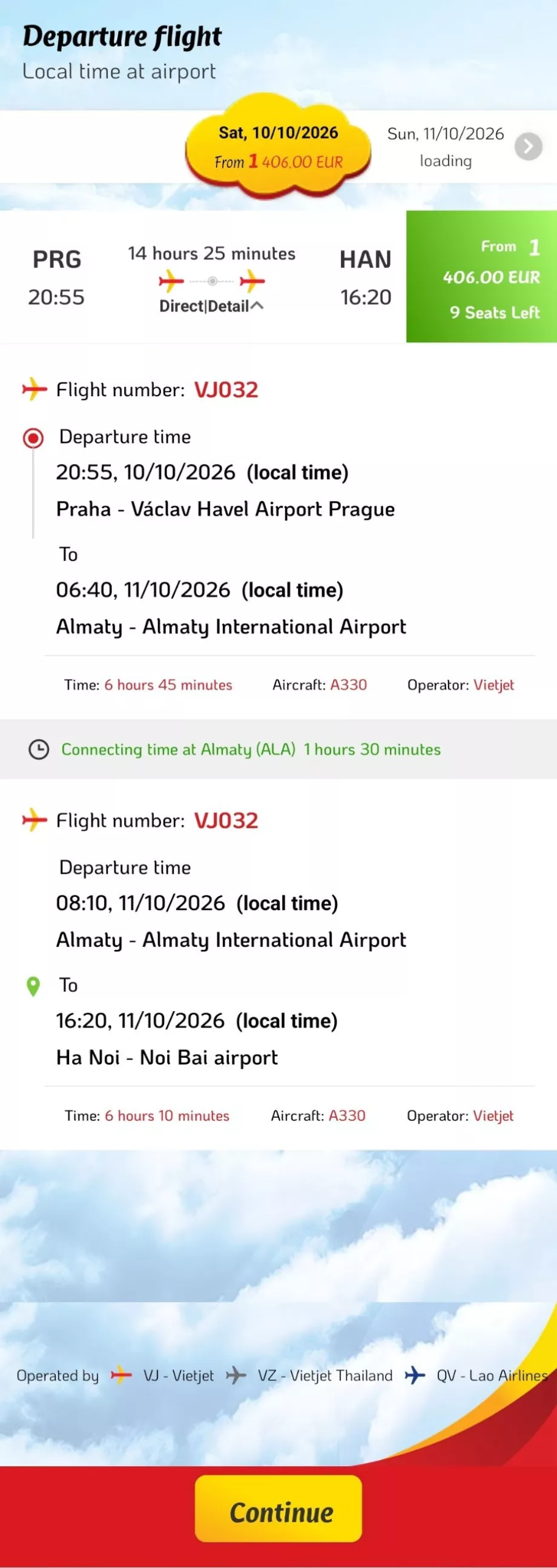 Flyplan Praha - Hanoi
